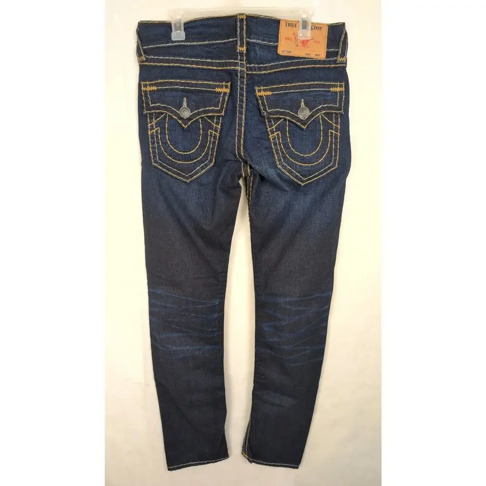 True Religion Geno relaxed flap dark blue jeans Size 32/34 Retro Streetwear Y2K
